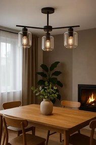 Lampa sufitowa z trzema kloszami grafitowa L5-H38