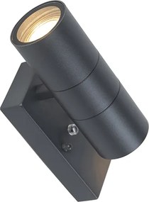 Lampa ścienna zewnętrzna ciemnoszara 2-światłowa z czujnikiem zmierzchu - Duo
