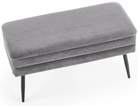 VELVA ławka tapicerowana z pojemnikiem szary velvet, czarny nowoczesna