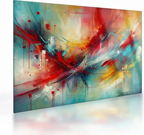 Obraz na szkle – Abstrakcja z czerwienią (70x50 cm)