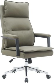 Fotel biurowy - obrotowy i regulowany na wysokość - skóra ekologiczna - brązowy - WILLYEM