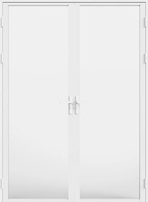 Odwracalny blok drzwiowy dwuskrzydłowy z aluminium i matowego szkła hartowanego - 2 x W204 x S73 cm - Biały - LOXTON