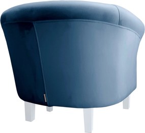 Fotel Milo tkanina Welur wygodny fotel tapicerowany do salonu i sypialni : Kolor nogi - Biała, Kolor tkaniny - VELVET - MG33, Wysokość nogi - 15 cm