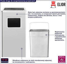 Srebrny kosz na odpady z wyjmowanym wkładem 45L S5-Z78
