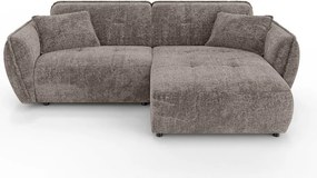 Szarobrązowy narożnik z tkaniny szenilowej (prawostronny/z szezlongiem) Nelia – Ropez