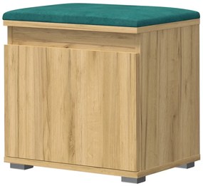 Szafka na buty z welurowym siedziskiem dąb craft + zielony - Venix 4X