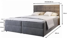 Tapicerowane łóżko kontynentalne GLORIEN 140x200 cm purpurowe Materac: Materac sprężynowy Bonell