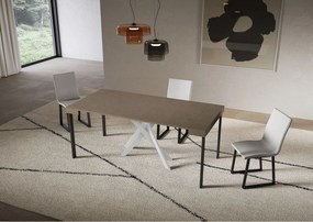 Saki Mały rozkładany stolik konsolowy w kolorze gołębiej szarości 90x40/196 cm z białymi nogami