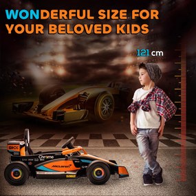 AIYAPLAY Elektryczne Auto Dziecięce, Formula 1 McLaren z Pilotem, Muzyką, dla Dzieci 3-5 Lat, Pomarańczowy