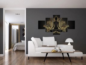 Obraz sylwetki w kwiecie lotosu (125x70 cm)