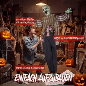 HOMCOM Animowany zombie na Halloween w naturalnej wielkości, 170 cm, z aktywacją dźwiękiem i dotykiem, straszna dekoracja | Aosom PL