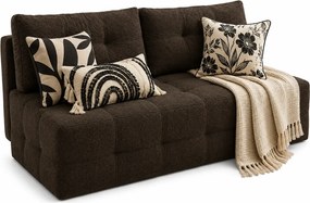 Brązowa sofa pikowana rozkładana boucle z pojemnikiem mocca C3-R02