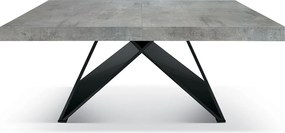 Stół drewniany, szary beton, antracytowa podstawa, dł. 180×90-260×90cm - VULCANO