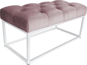 Ławka CHESTERFIELD tkanina Welur loft ławka metal : Kolor Stelaża - Biały, Kolor tkaniny - VELVET - MG55, Typ tkaniny - Velvet