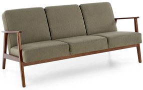 Oliwkowa tapicerowana sofa 3-osobowa w stylu vintage Brio