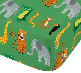 Zielone prześcieradło dziecięce do łóżeczka z gumką 70x140 cm Animal Magic – Catherine Lansfield