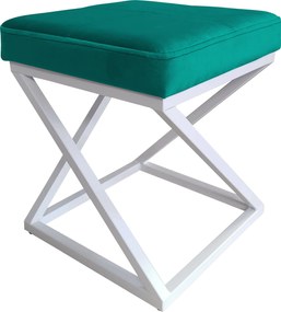Pufa ZOA tkanina Welur loft ławka podnóżek metal : Kolor Stelaża - Biały, Kolor tkaniny - VELVET - MG20, Typ tkaniny - Velvet
