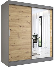 Szafa przesuwna antracyt + dąb artisan 180 cm - Massi 5X