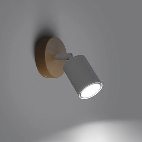 Kinkiety nowoczesny Flare, stal/drewno - 1 źródło światła 3000K - L.16 x H.16 cm - biały/drewno