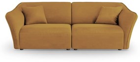 Musztardowa sofa z materiału bouclé 206 cm Tokyo – Cosmopolitan Design