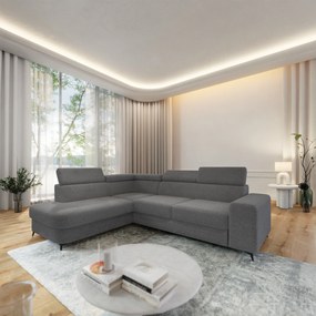 Masseno Narożnik ALVORO z funkcją spania i pojemnikiem na pościel Narozniki L, Rozkładana sofa - Szary, QUELLE 92