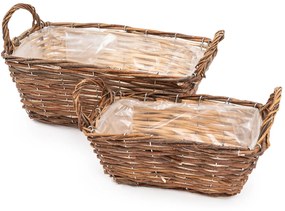 Wiklinowy kosz na kwiaty brązowy, 24 x 12 x 10  cm