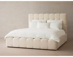 Beżowe tapicerowane łóżko dwuosobowe ze schowkiem i stelażem 160x200 cm Bali – Cosmopolitan Design