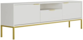Biała szafka RTV ze złotymi zdobieniami 175 cm - Pascal 6X
