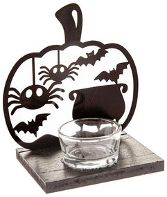 Drewniany świecznik z motywem Halloween Happy Halloween – Dakls