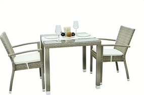 Zestaw rattanowy ogrodowy NAPOLI I. 1+2 (szaro-beżowy)