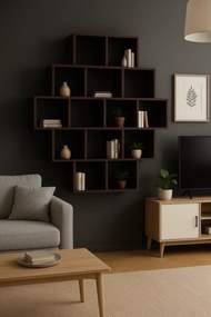 Minimalistyczny regał wiszący lub stojący w kolorze orzech T9-A02