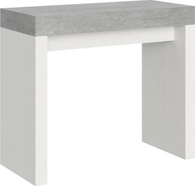 Konsola rozkładana 90x40/196 cm Roxell Mix Small Blat Cementu - Struktura Frassino biała