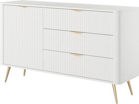 Komoda: 3 szuflady, 1 drzwi, biała, 138,2 x 38 x 81,2 cm