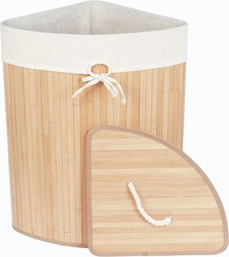 Narożny kosz na pranie ARCO, bambus, 60 l