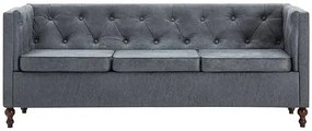 3-osobowa Sofa James 3Q w stylu Chesterfield - szara