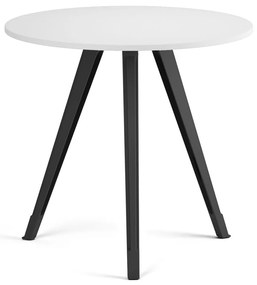 Stolik kawowy PRIMO ZEN, średnica 80 cm, czarna podstawa, biały