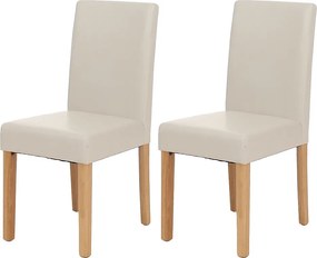Krzesło do jadalni Littau (zestaw 2 sztuk), skóra, biały, jasne nogi