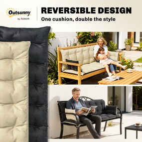 Outsunny Zestaw poduszek zewnętrznych na ławkę lub huśtawkę ogrodową, dwukolorowy, Poliester, Pianka, 180 x 110 x 8 cm, Beż+Czarny