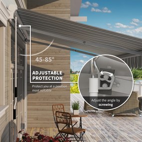 Outsunny Markiza balkonowa przegubowa, manualna, z korbką, biało-zielona, 395x245cm | Aosom PL