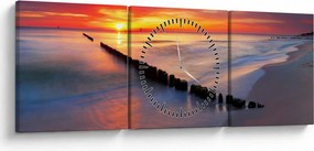 Obraz - Sunset, Baltic Sea, Poland (z zegarem) (90x30 cm)