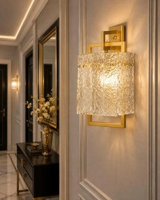Florida 30 – elegancki kinkiet ścienny z kryształowym szkłem do korytarza w stylu art déco