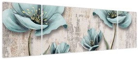 Obraz - Kwiaty na teksturze (170x50 cm)