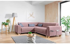 Różowy rozkładany/ze schowkiem narożnik (lewostronny/w kształcie litery L) Classy Sophie – Miuform