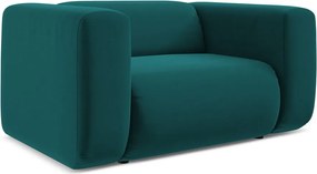 Turkusowy aksamitny fotel Ekahi – Makamii