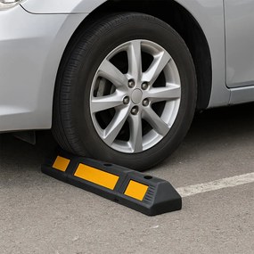 Zestaw 2 barier ochronnych do parkowania – gumowa bariera ochronna o długości 59 cm z żółtą taśmą odblaskową