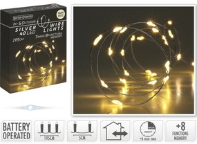 Przewód świetlny z wyłącznikiem czasowym SilverWire, 40 diod LED, ciepły biały, 195 cm