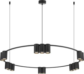 Okrągła czarna lampa wisząca reflektorowa - K407 D7-E16