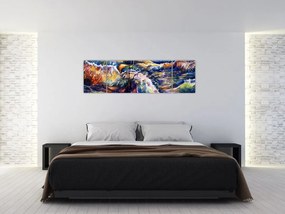 Obraz - Statek na falach oceanu, akwarela (170x50 cm)