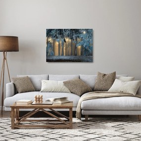 Obraz na szkle zaśnieżonego lasu (70x50 cm)