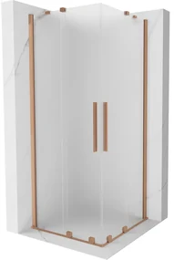Mexen Velar Duo kabina prysznicowa rozsuwana 80 x 80 cm, szron, miedź szczotkowana - 871-080-080-32-65